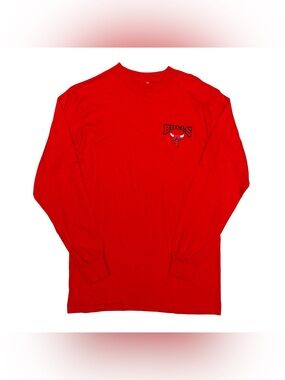 Vintage 90s Chicago Bulls True Fan Embroidered Long Sleeve T-Shirt Red Medium